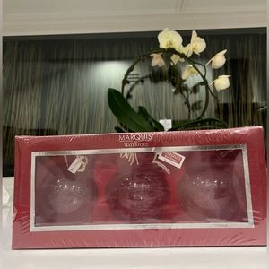 WATERFORD Ornaments MARQUIS SET OF 3 CLEAR CRYSTAL CHRISTMAS BALL ORNAMENTS